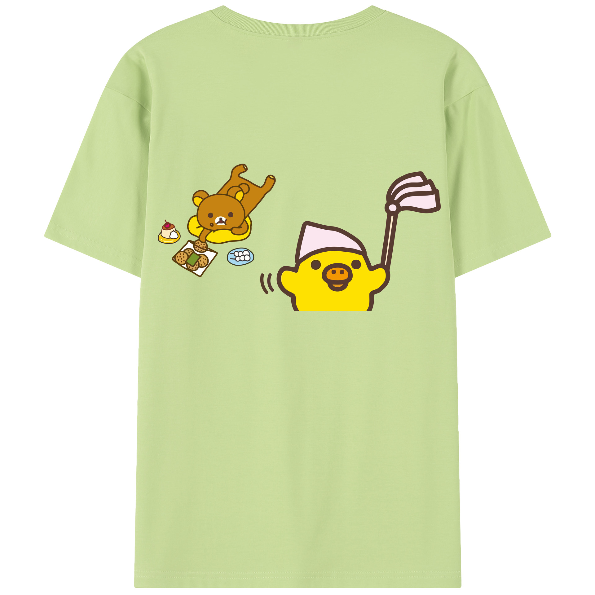 （画像用） リラックマ リラックマ キイロイトリ Rilakkuma Korilakkuma Kiiroitori 綿100％半袖Tシャツ（背面プリント）